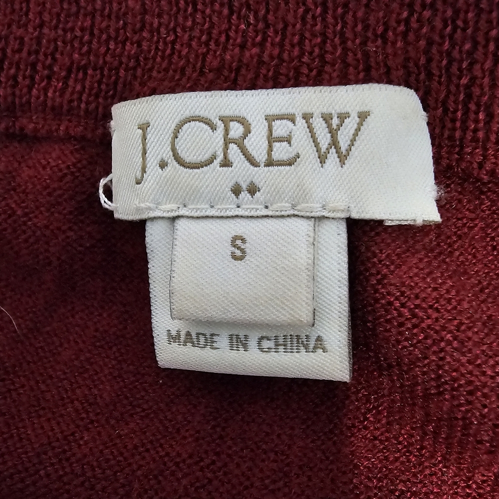 J.Crew Merino Wool Blend Women's Long Sleeve Burgundy Preppy Sweater Sz S - Picture 2 of 5